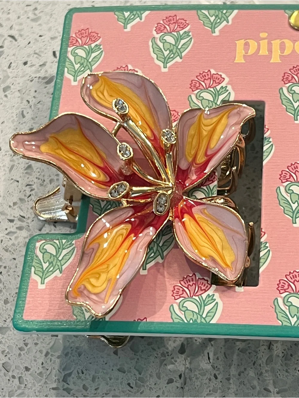 piper.k Floral hair clip in Yellow & Pink
